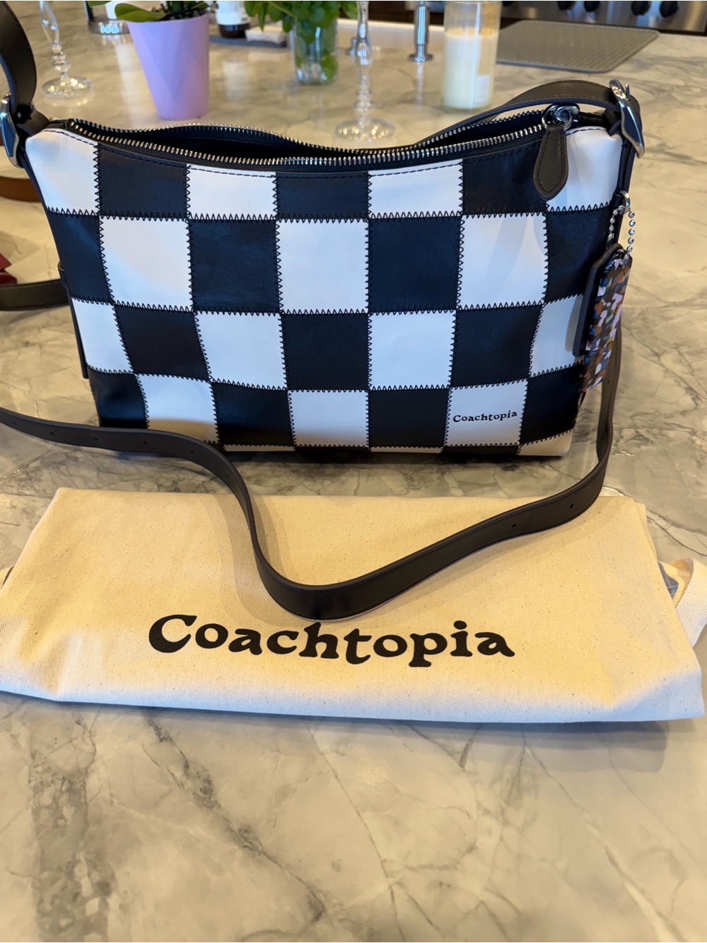 Coach Black and White Checker Crossbody Bag